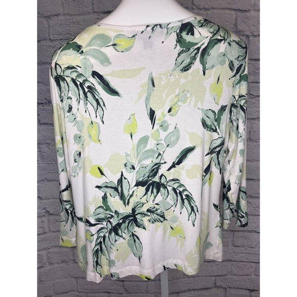 St. John Pained Leaves Print Blouse Boatneck Long Sleeve Ladies Size Large Top - Picture 2 of 7
